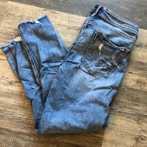 Silver cropped jeans